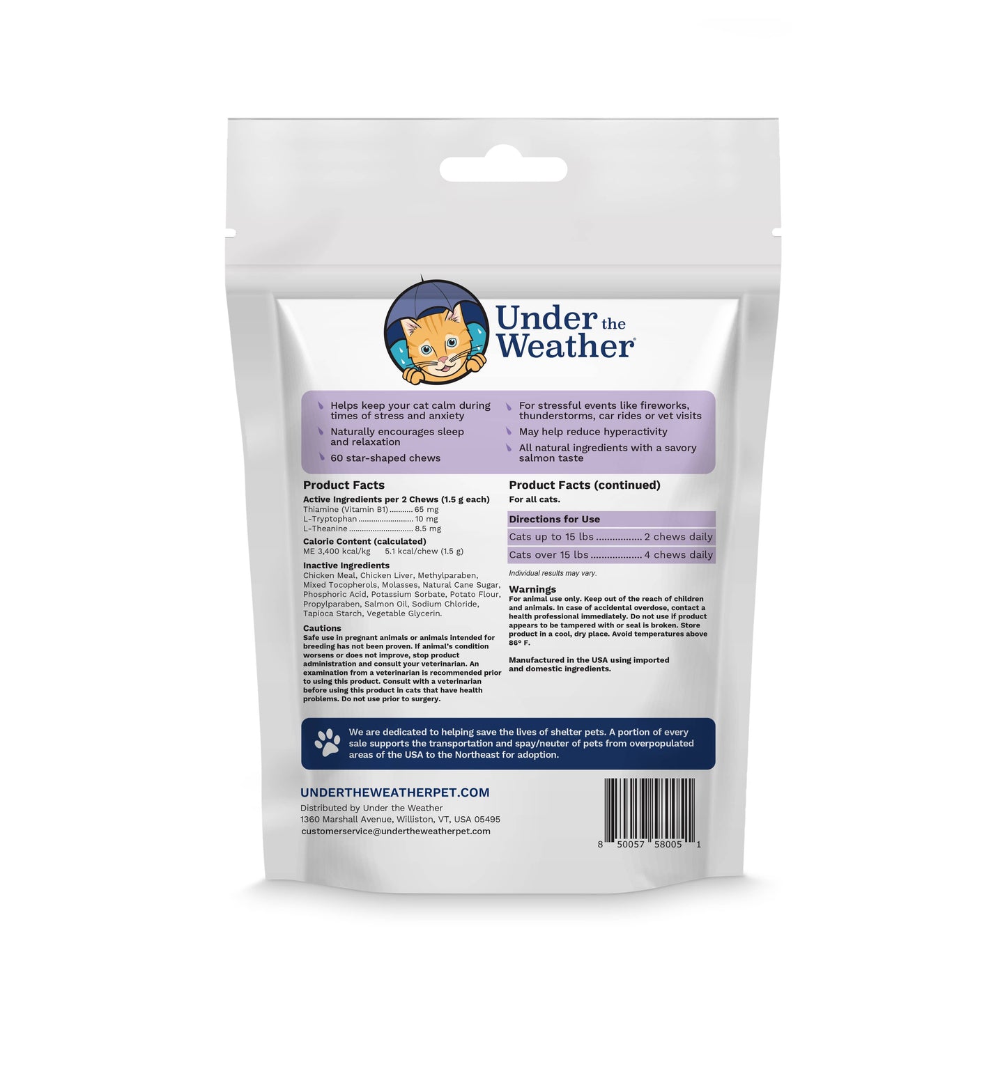 Under the Weather Cat Calming Chews 60 ct.