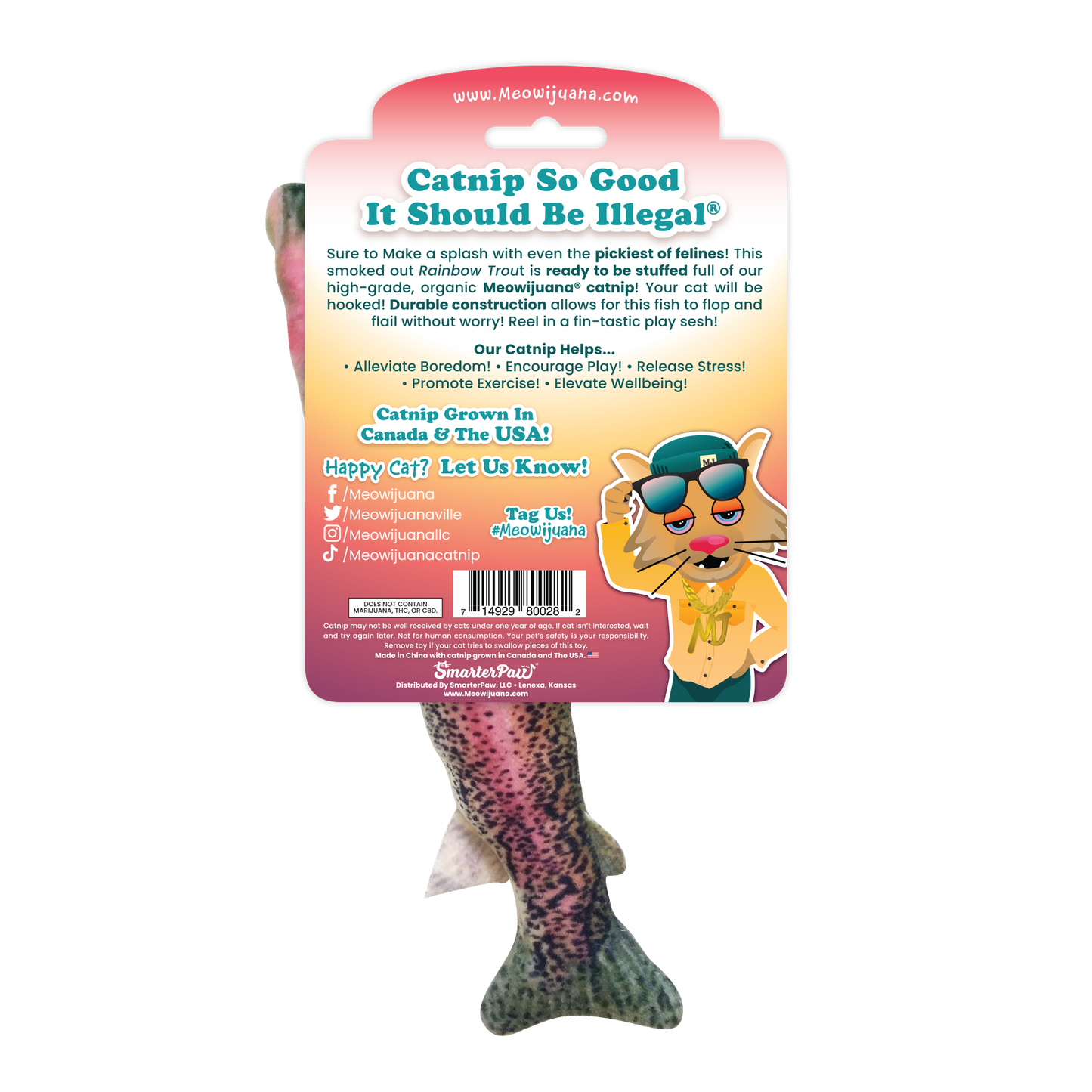 Get Smoked Rainbow Trout Refillable Catnip Cat Toy