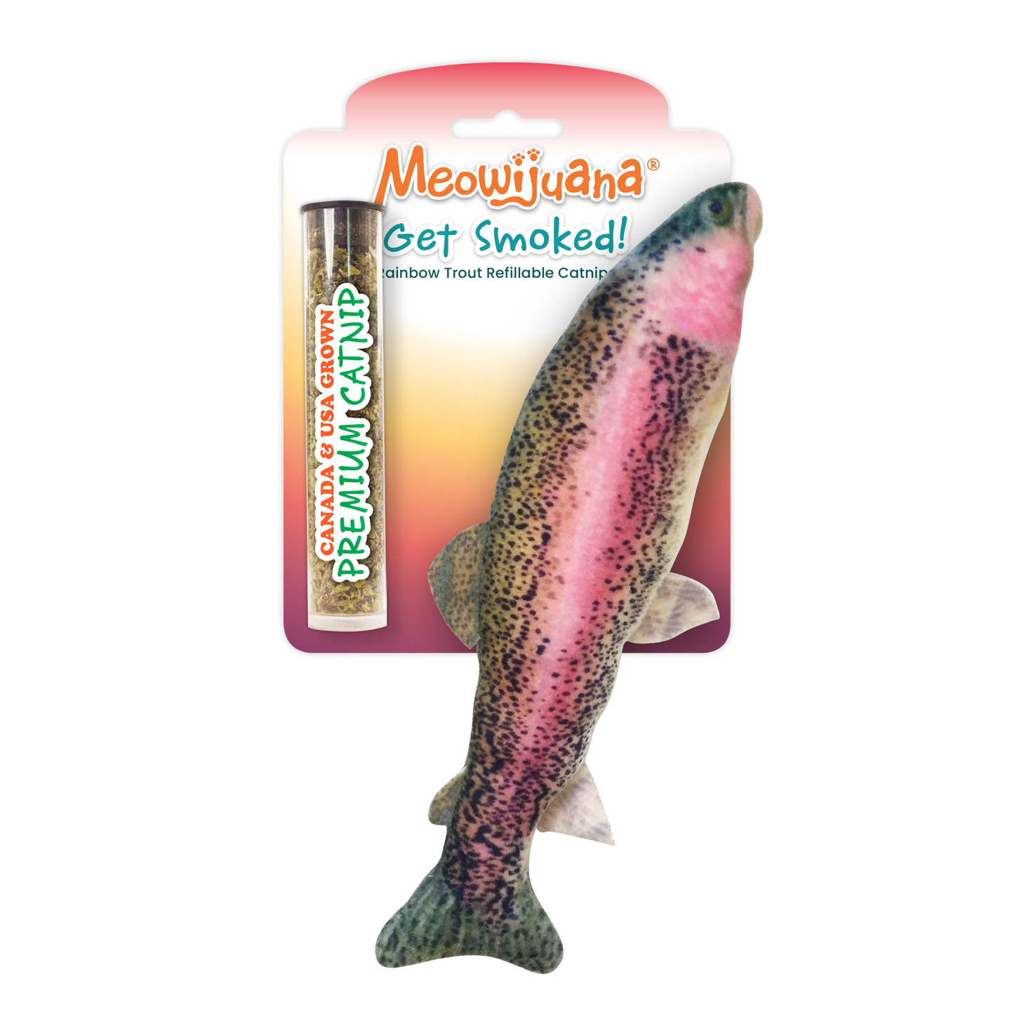 Get Smoked Rainbow Trout Refillable Catnip Cat Toy