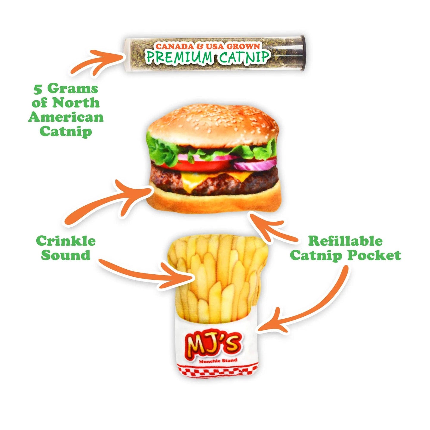 Meowijuana® Get Hungry Burger and Fries Multipack Cat Toys