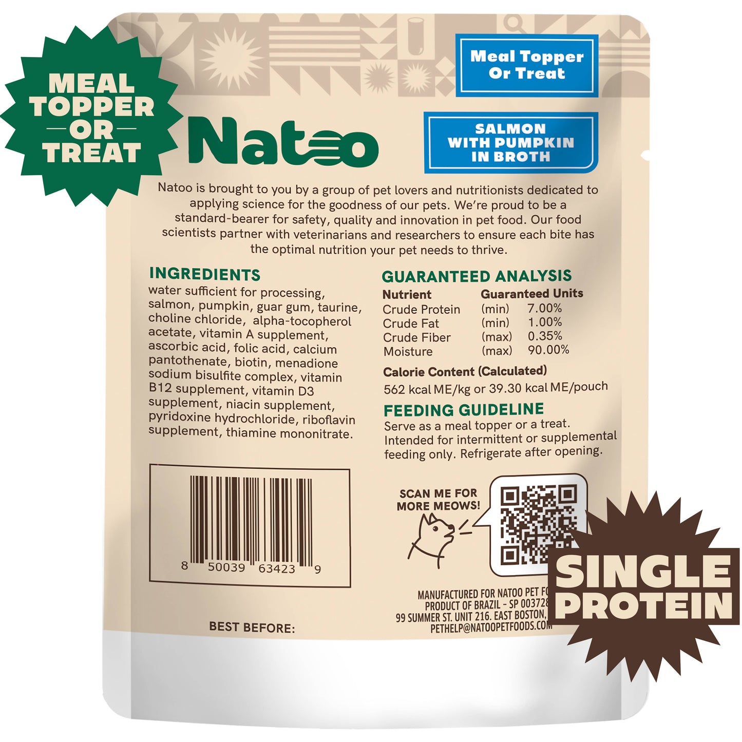 Natoo Topper for Cats - Salmon with Pumpkin