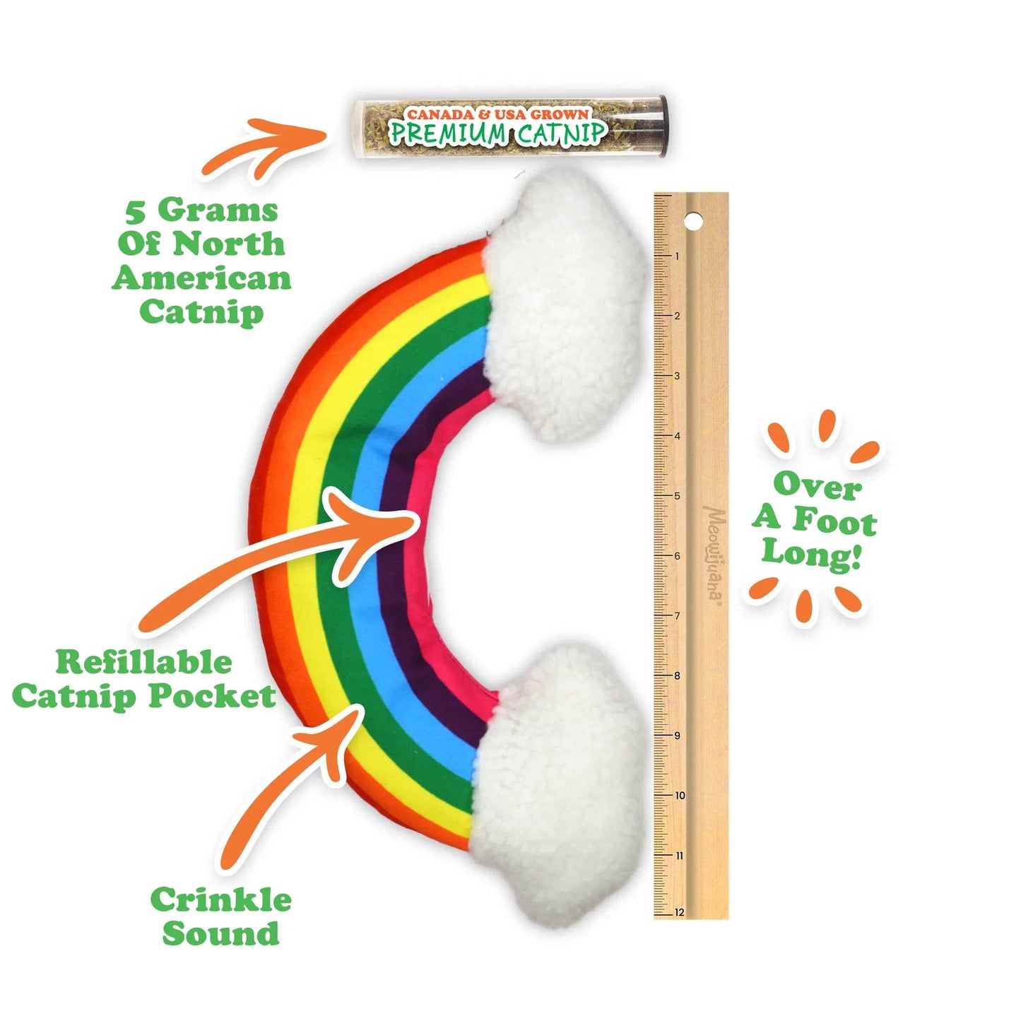 Meowijuana® Get Kickin' Rainbow Refillable Kicker Cat Toy