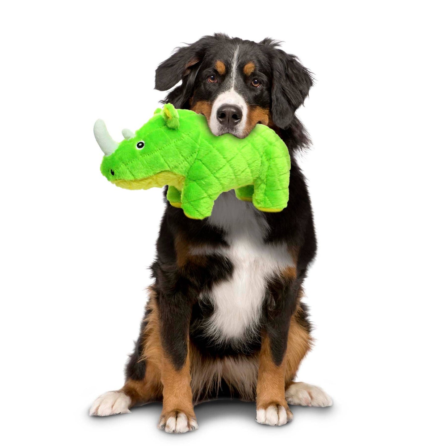 Mighty Safari Rhinoceros - Green, Plush, Squeaky Dog Toy