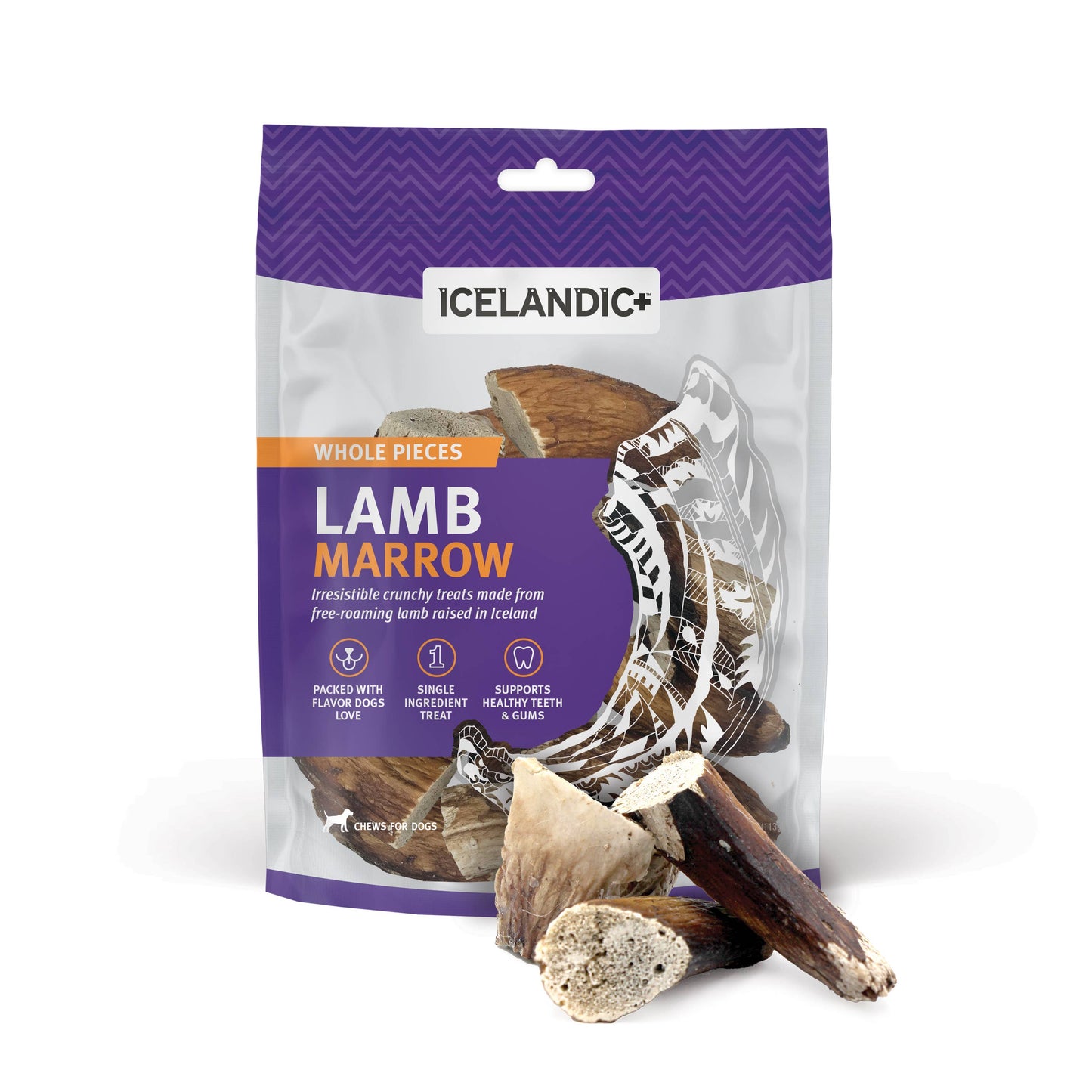 Icelandic+ Lamb Marrow Whole Pieces Dog Treat 4-oz Bag