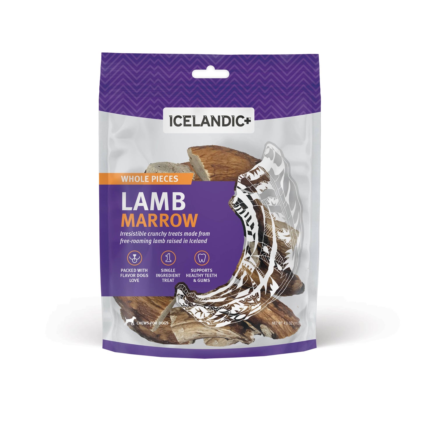 Icelandic+ Lamb Marrow Whole Pieces Dog Treat 4-oz Bag