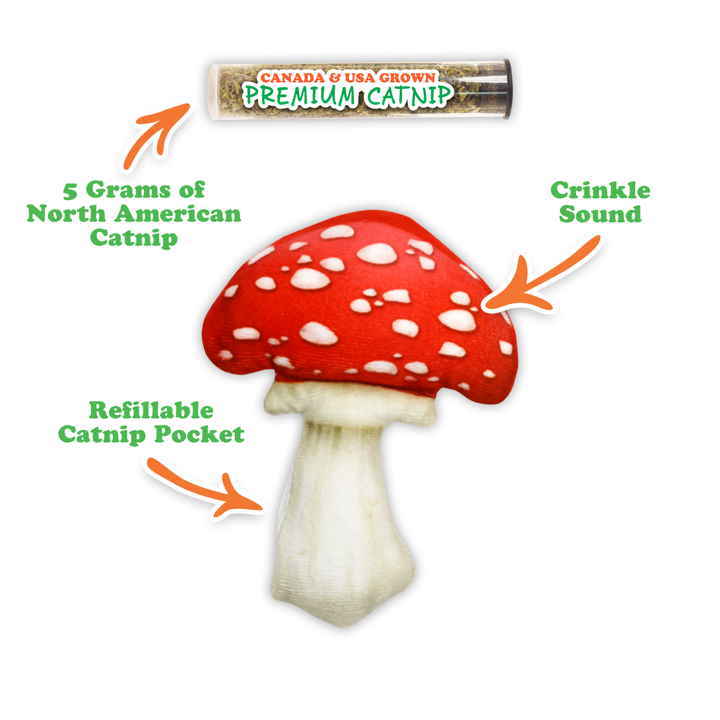 Get Sprung Marvelous Mushroom Refillable Catnip Cat Toy