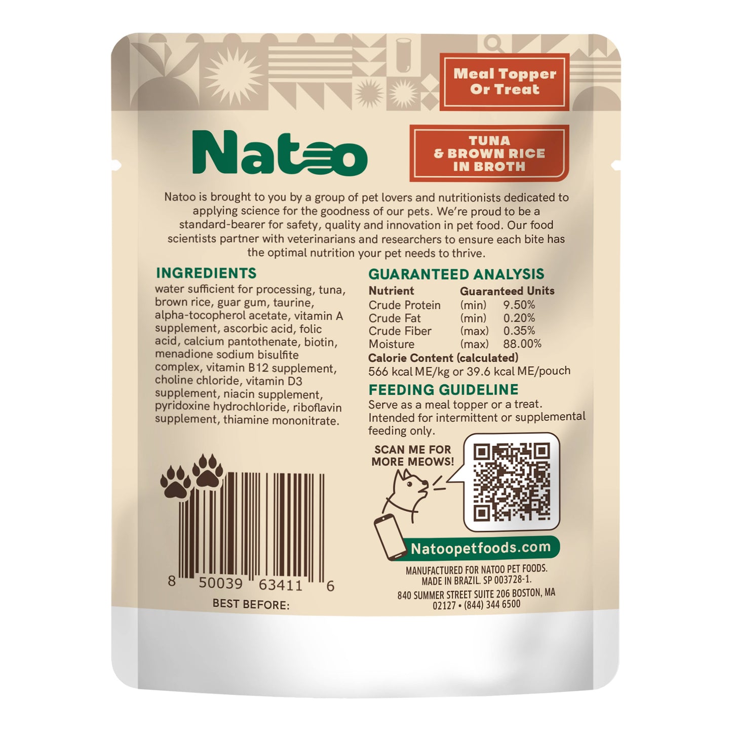 Natoo Topper for Cats - Tuna & Brown Rice