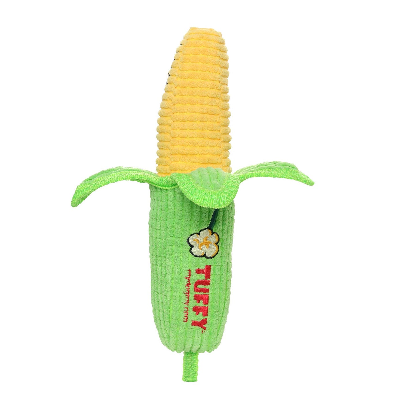 Tuffy Funny Food Corn, Durable, Squeaky Dog Toy 2-in-1