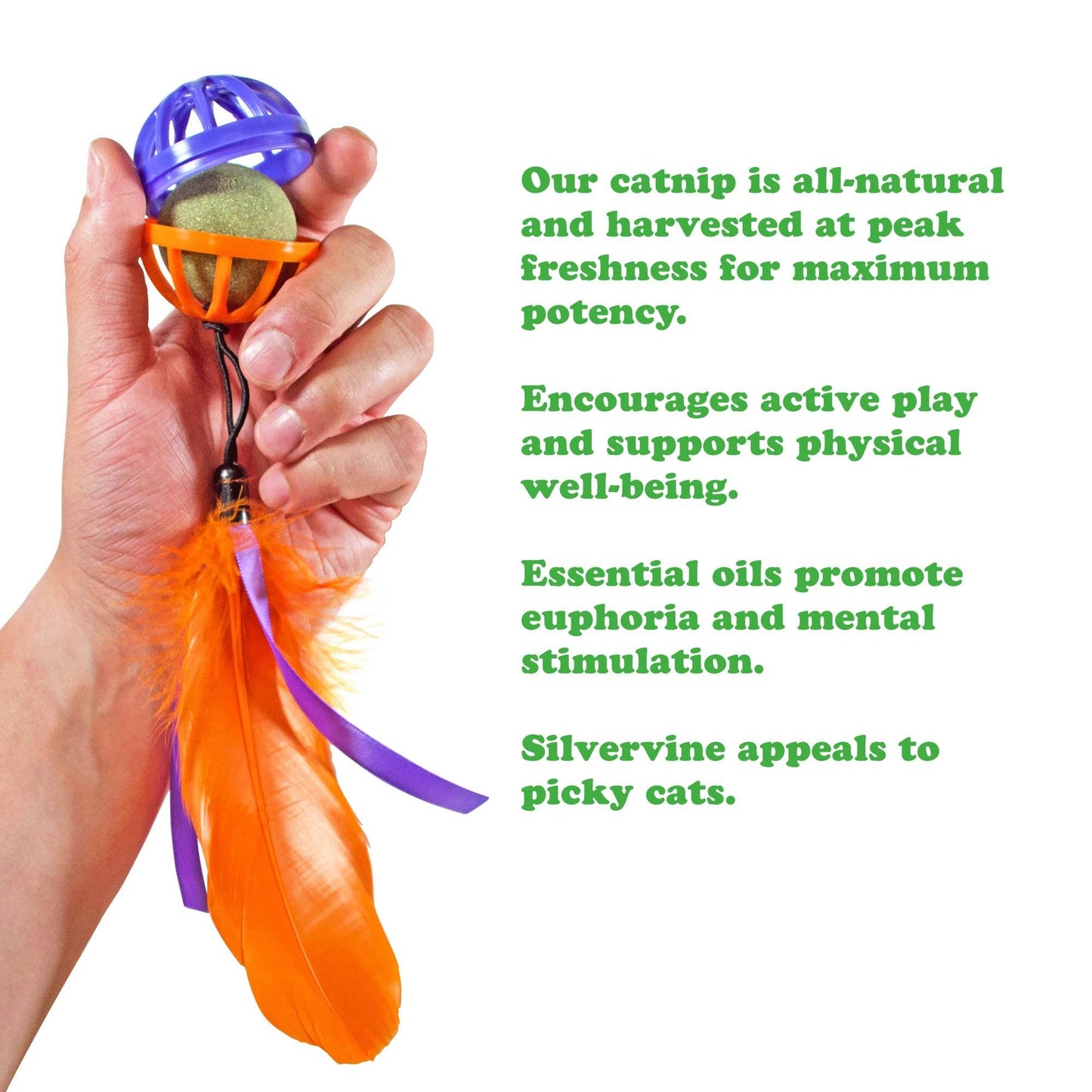 Meowijuana® Whack n Roll Purrple Passion Catnip Ball /w Cage
