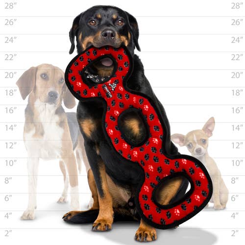 Tuffy Ultimate 3 Way Tug - Red Paw, Squeaky Dog Toy
